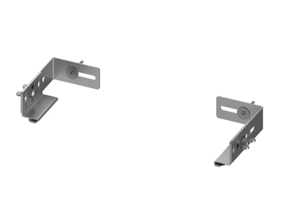 Wandhalterung aus Metall von TECE, mit mehreren Löchern zur Befestigung und einer verstellbaren Konstruktion für unterschiedliche Anwendungen.